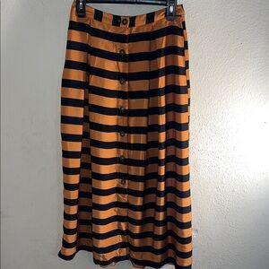 Striped Black and Burnt Orange Skirt With Pockets